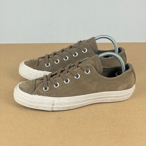 Converse Chuck Taylor All Star Leather Sneakers Womens 6 Taupe Tan Low Top - Picture 1 of 10